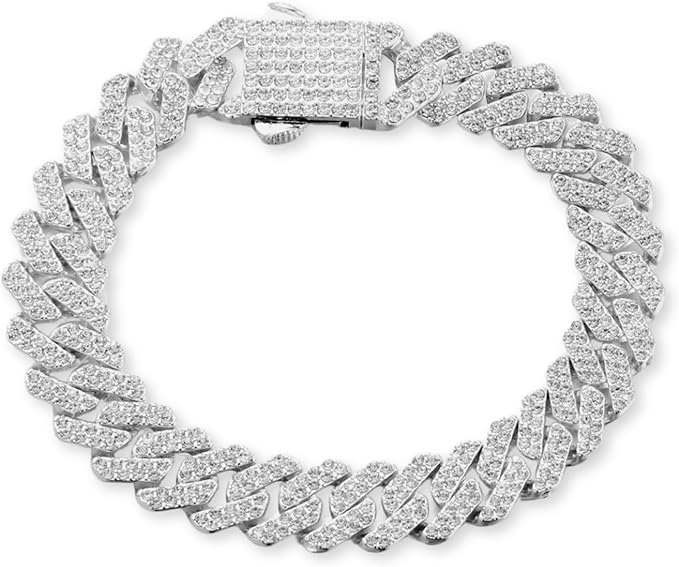 Bracelet cubain en moissanite VVS 14 mm